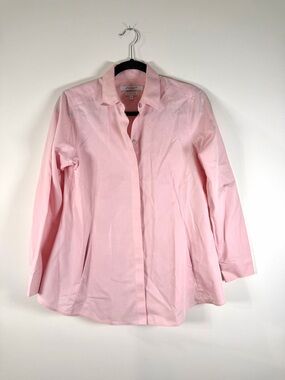 Foxcroft Pink Collared Button-Down Shirt with Pockets